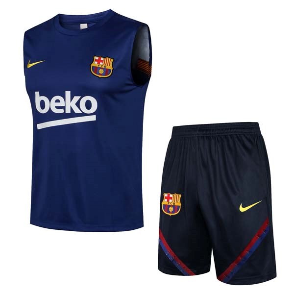 Trikot Barcelona Ärmellos Anzüge 2022 Blau Schwarz Günstige Fußballtrikots